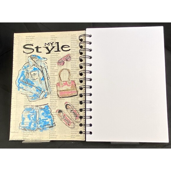 Journal Unique "MY STYLE" Fashion Designs Handmade Upcycle Spiral Notebook Flair - Picture 2 of 6